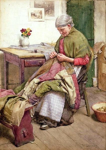 Walter Langley.RI The Old Quilt Germany oil painting art